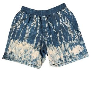lululemon athletica Blue and White Men Tye Dye Shorts Hybrids